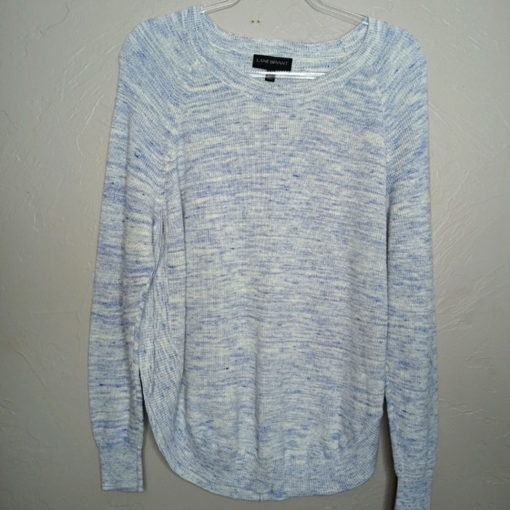 Lane Bryant Cotton Lightweight Blue & White Space Dye Sweater